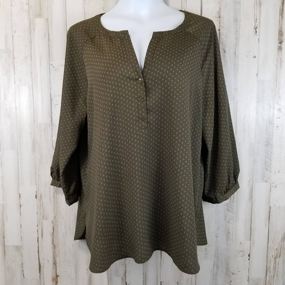 LOFT Tops - Ann Taylor LOFT Womens Popover Top L Brown